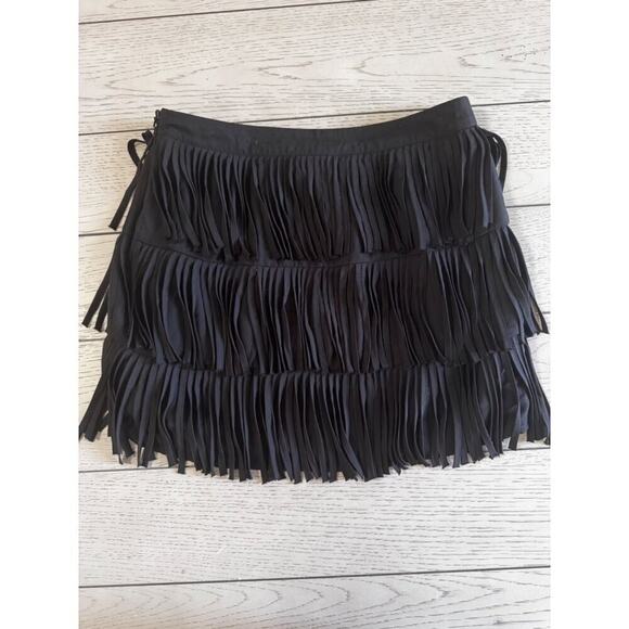 Guess Black Y2K inspired Fringe Mini Skirt Western Boho Festival Outfit Size M - Picture 1 of 4